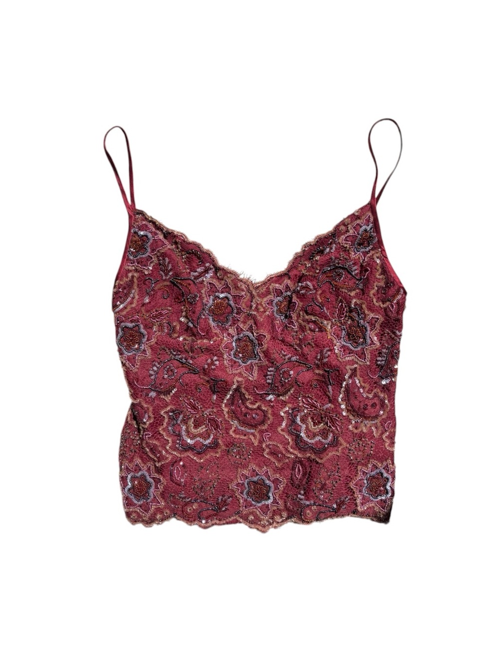 Vintage 90s Y2K Melinda Eng Beaded Silk Lace Cami Festival Fairy Boho NWT S